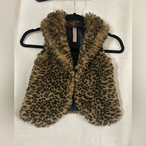 Cherokee Leopard Print Faux Fur Vest